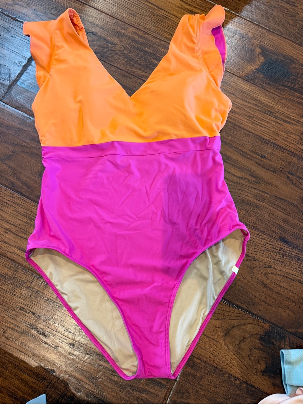 summersalt Bright Orange and Hot Pink One-Piece Swimsuit